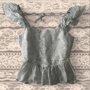 Elegant Blue Ruffled Women's Top